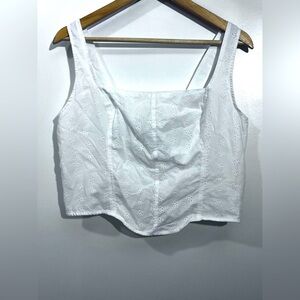 Hollister White Fitted Crop Tank Top
